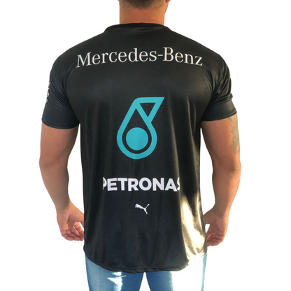 Camisa Dry Fit F1 AMG Petronas Preta - Proteção UV