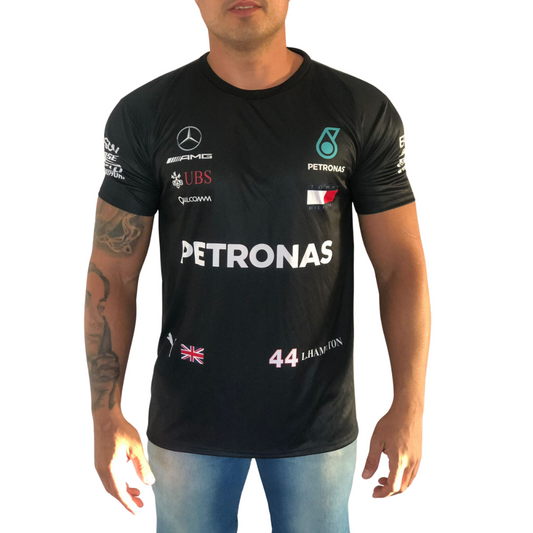 Camisa Dry Fit F1 AMG Petronas Preta - Proteção UV