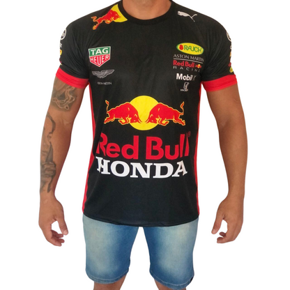 Camisa Dry Fit F1 Red Bull Preta - Proteção UV