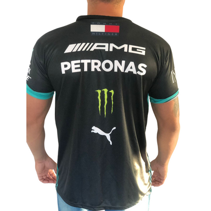 Camisa Dry Fit F1 AMG Petronas All Black - Proteção UV