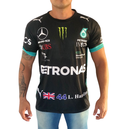 Camisa Dry Fit F1 AMG Petronas All Black - Proteção UV