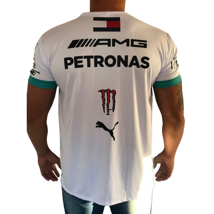 Camisa Dry Fit F1 AMG Petronas Branca - Proteção UV