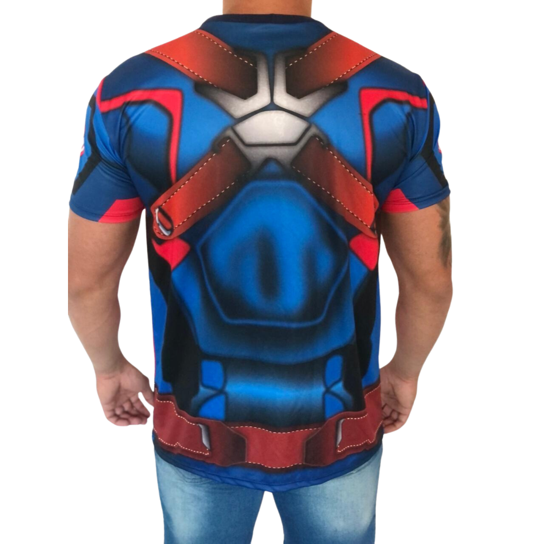 Camisa Dry Fit Capitão América 3D - Proteção UV