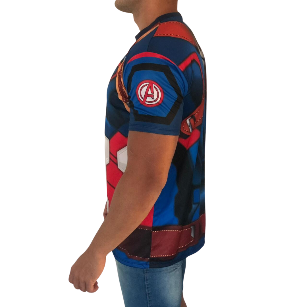 Camisa Dry Fit Capitão América 3D - Proteção UV