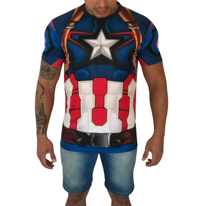 Camisa Dry Fit Capitão América 3D - Proteção UV