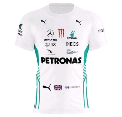 Camisa Dry Fit F1 AMG Petronas L.Hamilton Branca - Proteção UV