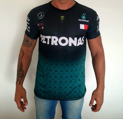 Camisa Dry Fit F1 AMG Petronas Preto/Verde - Proteção UV