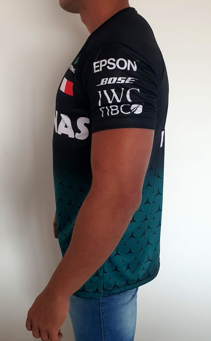 Camisa Dry Fit F1 AMG Petronas Preto/Verde - Proteção UV