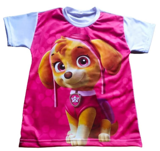 Camisa Skye Rosa Patrulha Canina - Proteção UV